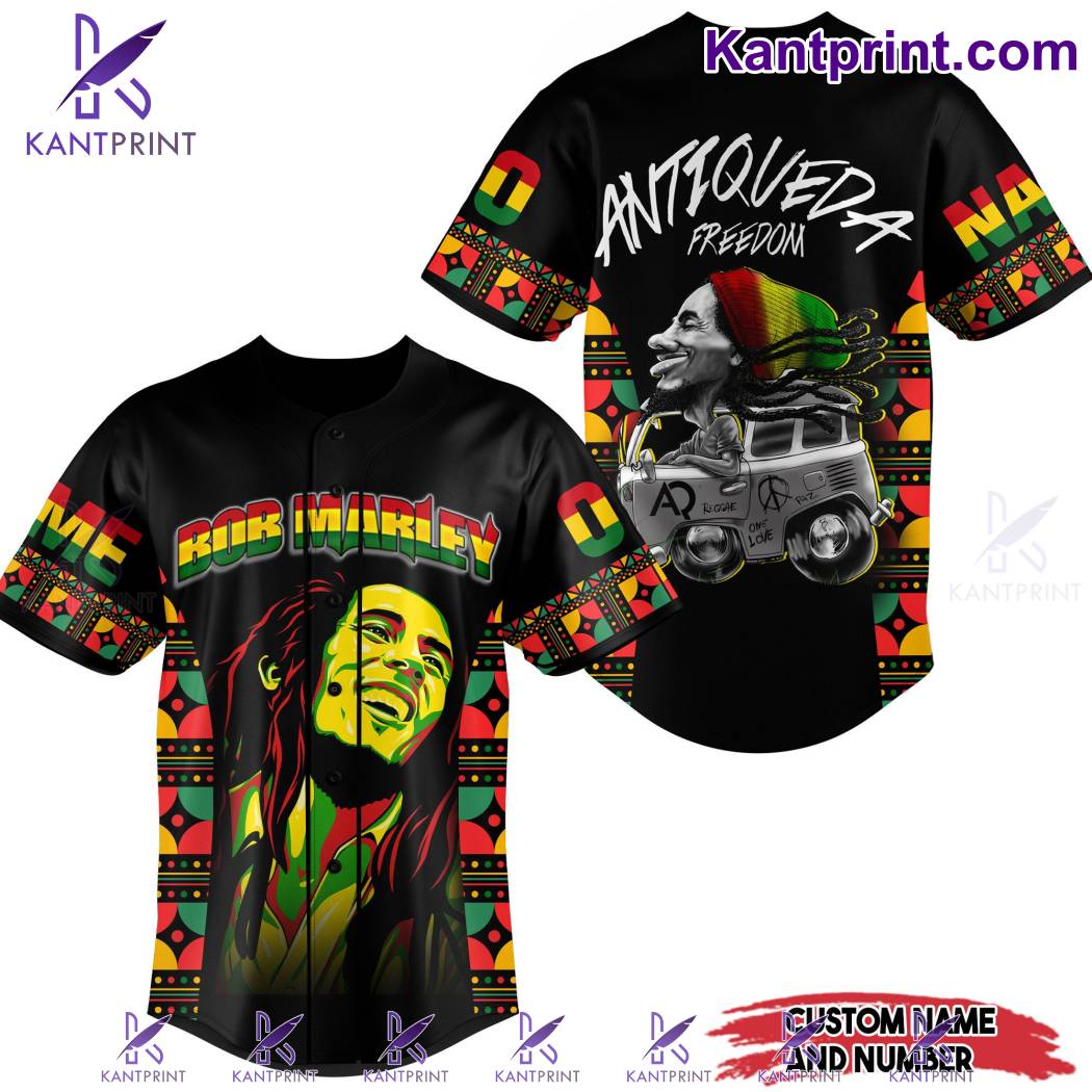 Bob Marley Antiqueda Freedom Personalized Baseball Jersey