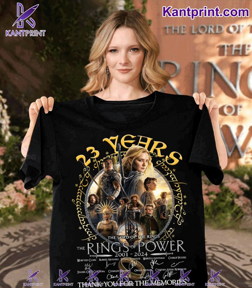 23 Years The Lord Of The Rings The Rings Of Power 2001-2024 Signatures Thank You For The Memories Shirt