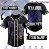Black Panther Wakanda Forever Personalized Baseball Jersey