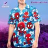 Comic Super Spider Chibi Blue Flower Leaves Hawaiian Shirt
