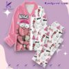 Kaws Merry Christmas Pink White Button Down Pajamas Set iUbOrTy