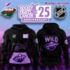 Minnesota Wild X Hockey Fights Cancer 25th Anniversary Black Hoodie DPFUnQS