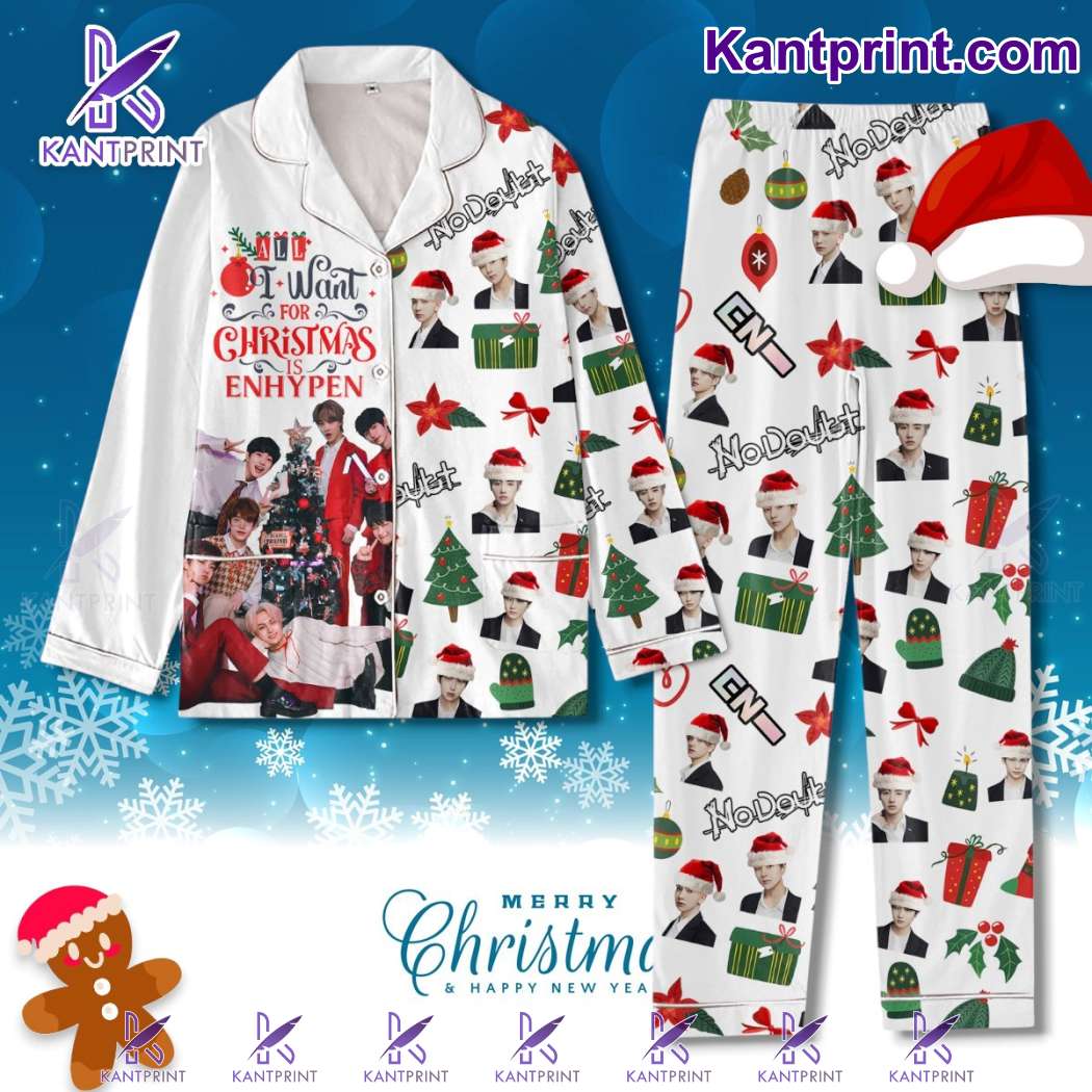 All I Want For Christmas Is Enhypen Button Pajamas Set sfKpA1M