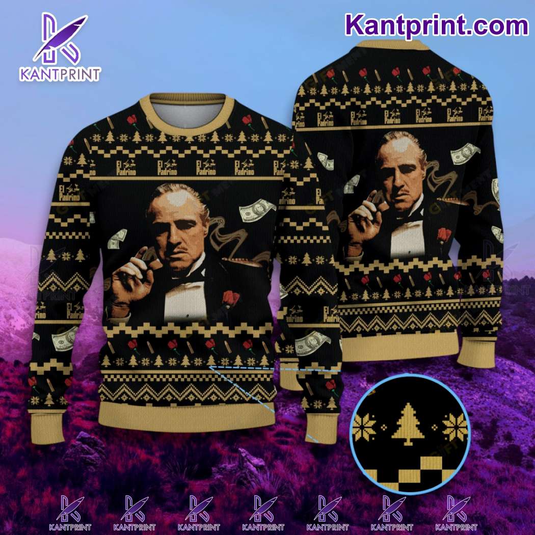 El Padrino The Godfather Ugly Christmas Sweater DEZOM8f