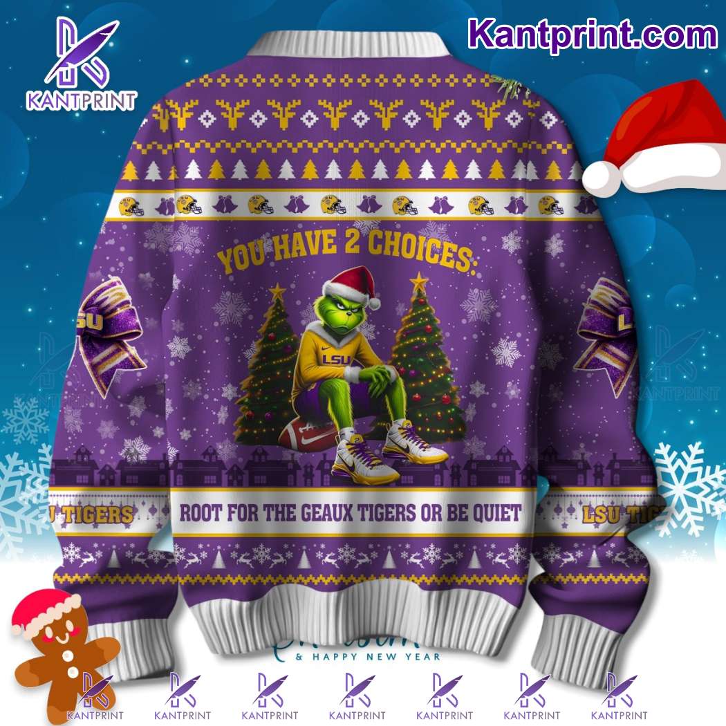 Lsu Tigers You Have 2 Choices Root For The Geaux Tigers Or Be Quiet Ugly Christmas Sweater-b kIlzqNh