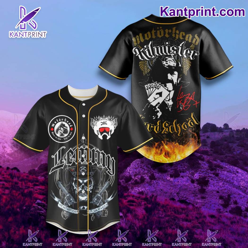 Motorhead Lemmy Kilmister Card School Baseball Jersey P6QhG52