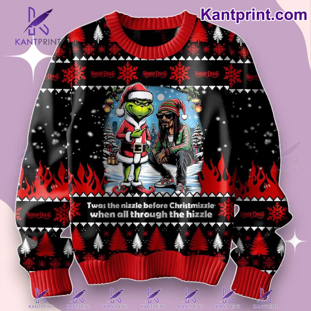 Snoop Dogg Twas The Nizzle Before Christmizzle Ugly Christmas Sweater-a g9va6of