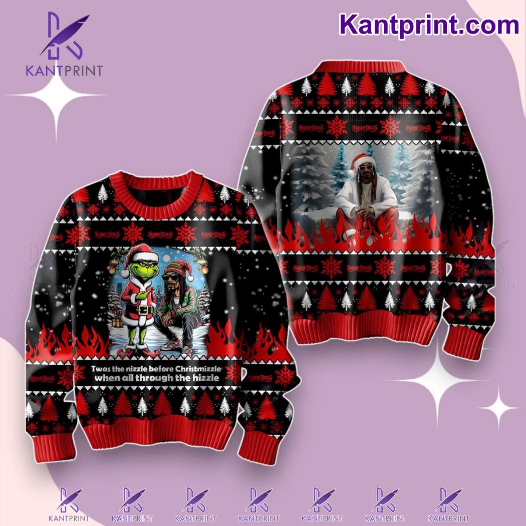 Snoop Dogg Twas The Nizzle Before Christmizzle Ugly Christmas Sweater oqdL9Xb