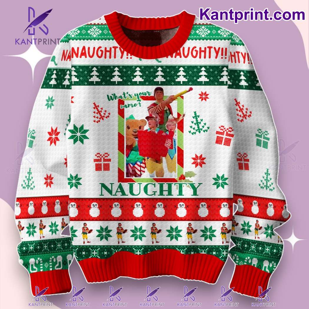 Tally The Elf What's Your Name Naughty Ugly Christmas Sweater-a EhcQKU5