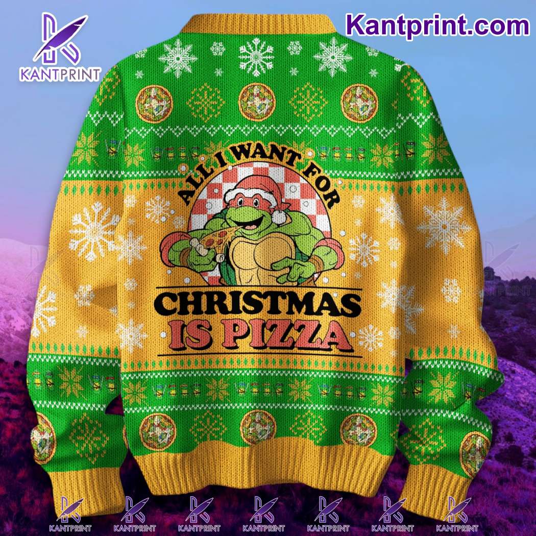 Teenage Mutant Ninja Turtles All I Want For Christmas Is Pizza Jumper Sweater-a Hc8XdVK
