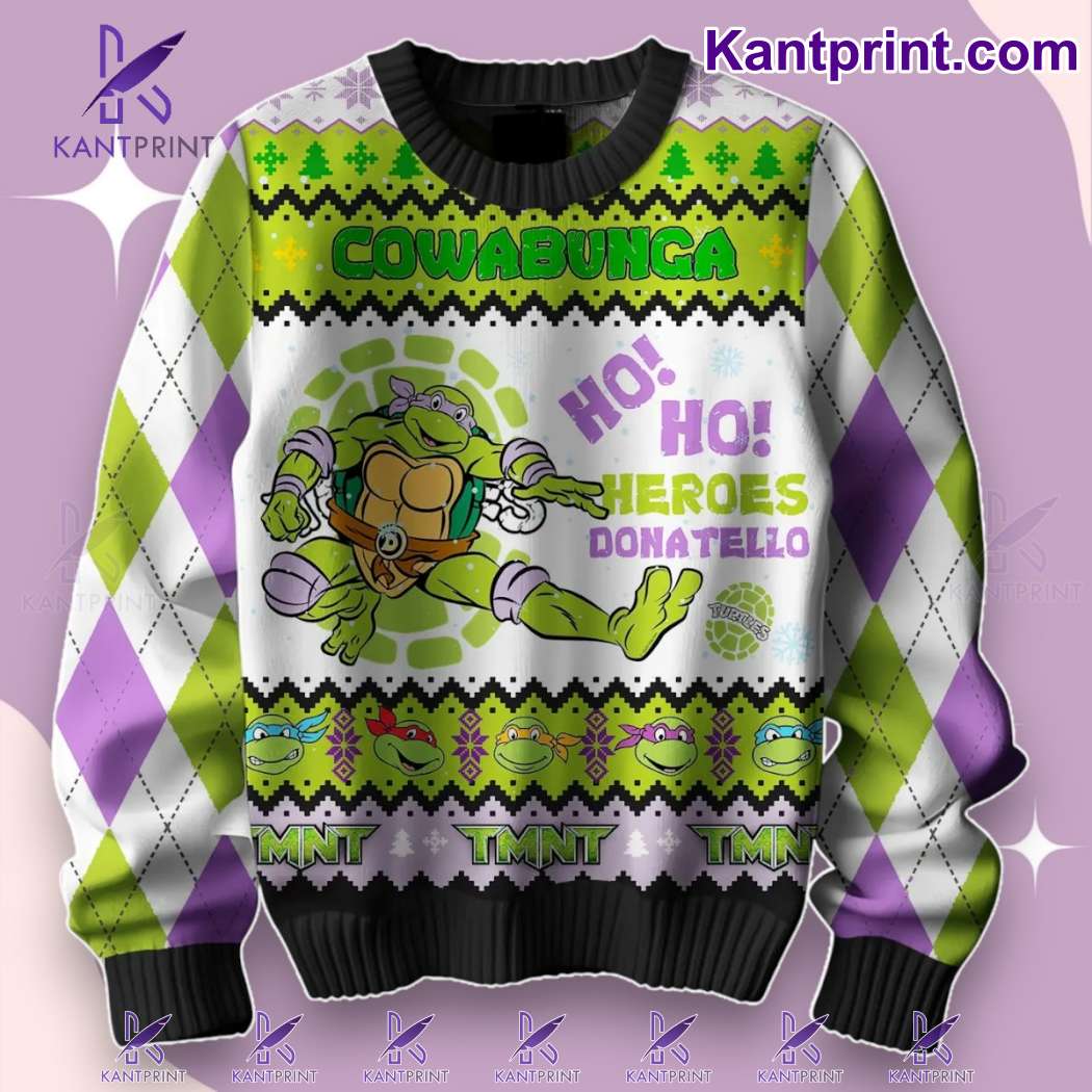 Teenage Mutant Ninja Turtles Cowabunga Ho Ho Heroes Donatello Ugly Christmas Sweater-b ZmXQ3Cc