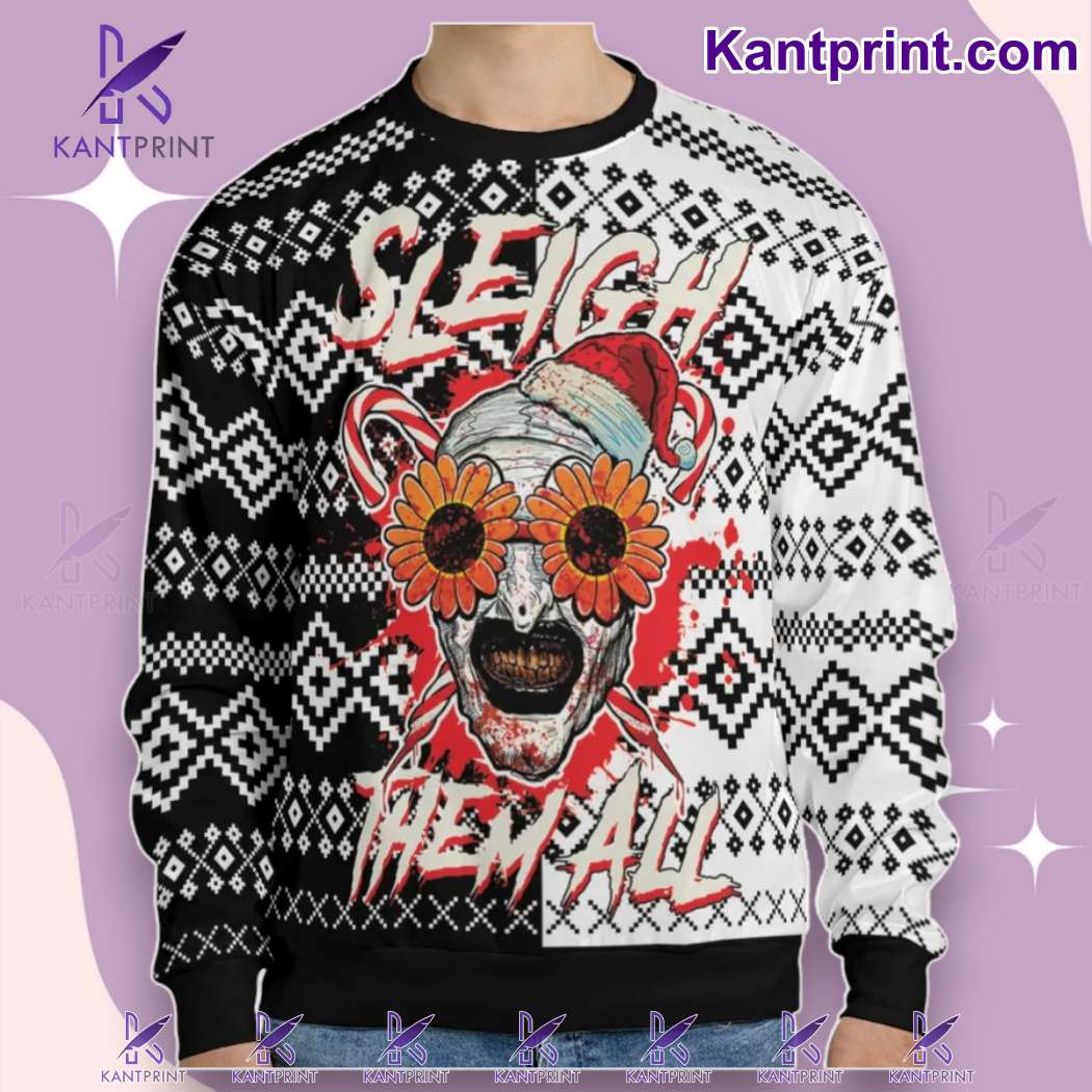 Terrifier Sleigh Them Ugly Christmas Sweater 6UmH3nY