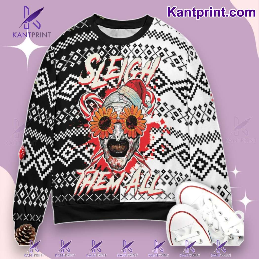 Terrifier Sleigh Them Ugly Christmas Sweater-b B5Ngjcv