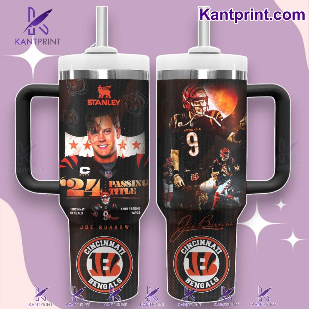Joe Burrow Cincinnati Bengals '24 Passing Title 40oz Tumbler With Handle BHAgfuY