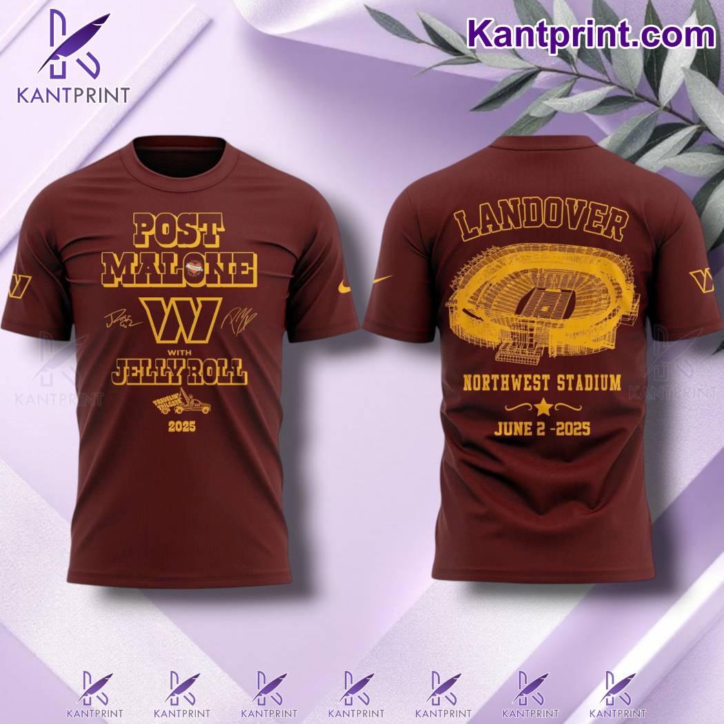 Post Malone With Jelly Roll Big Ass Stadium Tour 2025 Washington Commanders Shirt 6Mrqz04