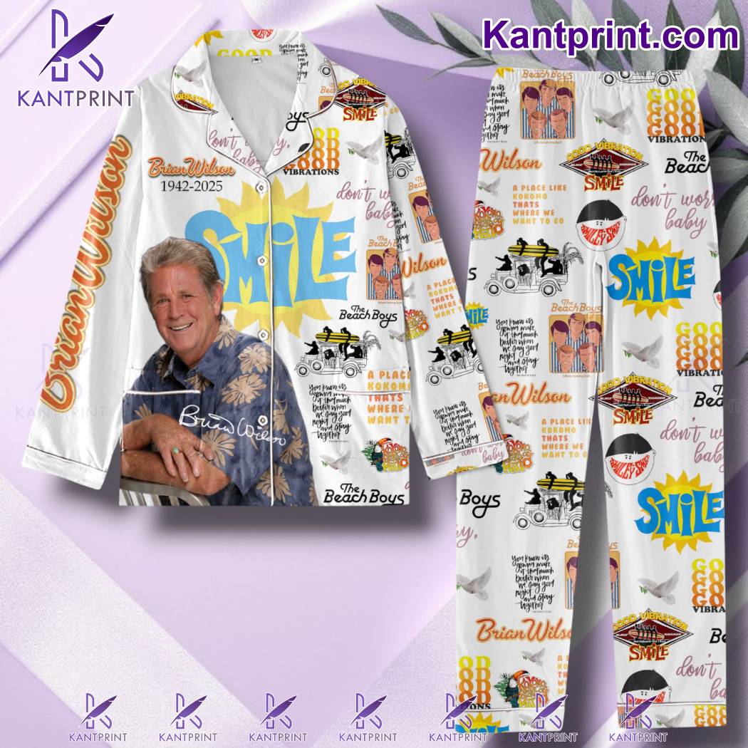 Brian Wilson 1942-2025 Smile Button Down Pajamas Set 30Y7TB5