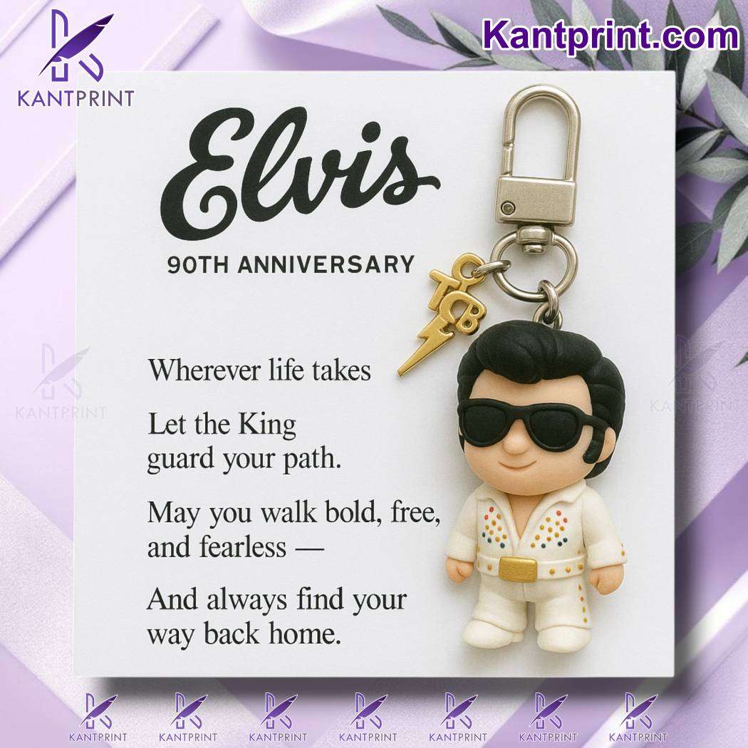 Elvis 90th Anniversary Commemorative Keychain qh79tjw
