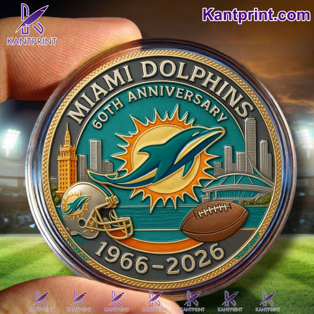 Miami Dolphins 60th Anniversary 1966-2026 Commemorative Coin LaSyZ7G