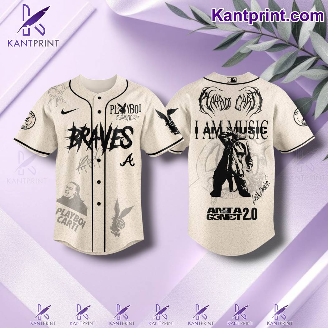 Atlanta Braves X Playboi Carti I Am Music Antagonist 2.0 Tour Baseball Jersey Nlp7IUO