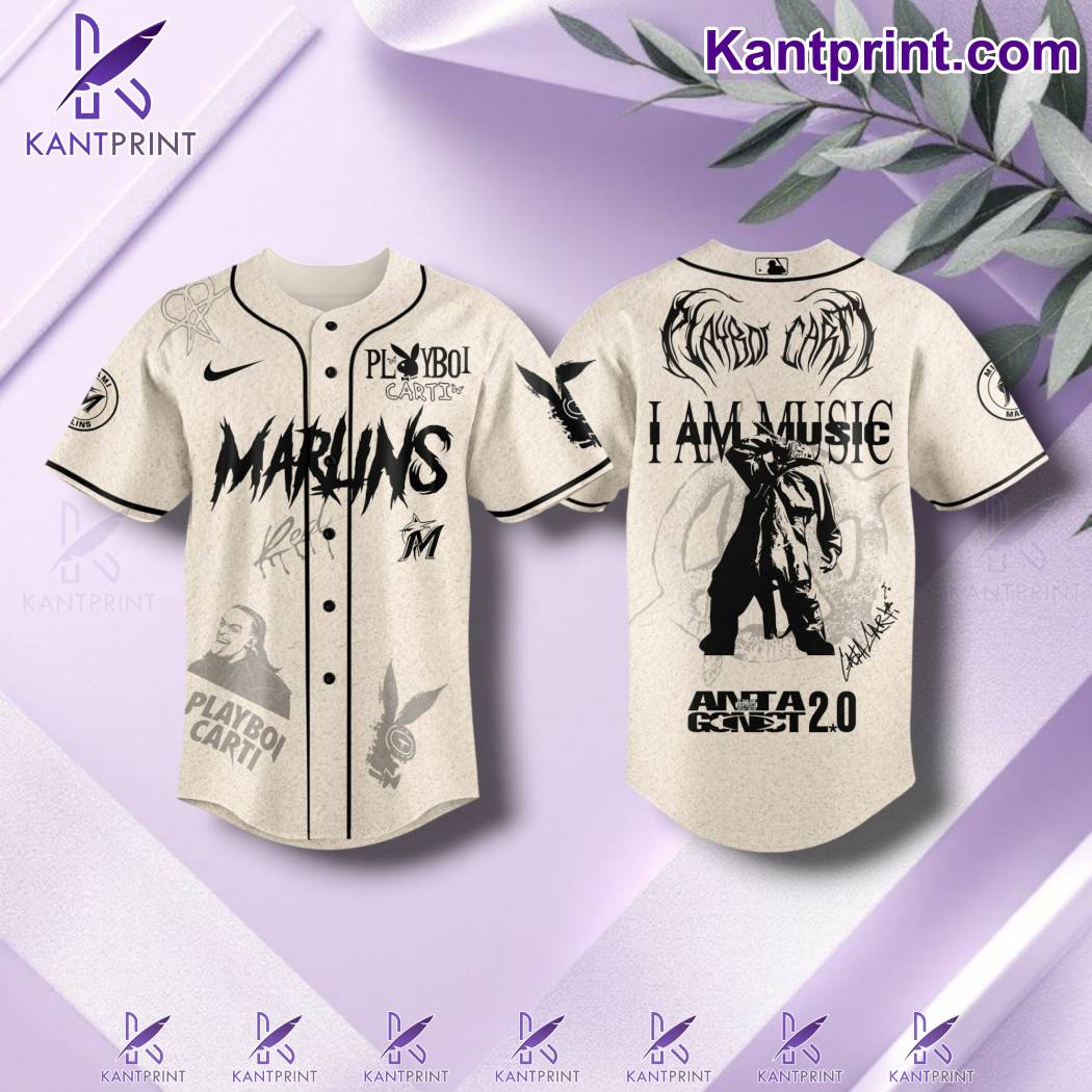 Miami Marlins X Playboi Carti I Am Music Antagonist 2.0 Tour Baseball Jersey bQ5e4Uu