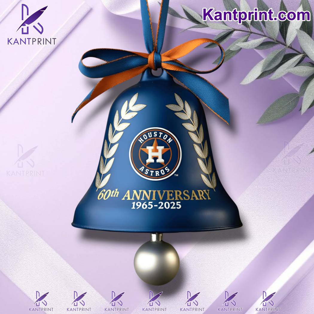 Houston Astros 60th Anniversary Christmas Bell Ornament EquiHe1