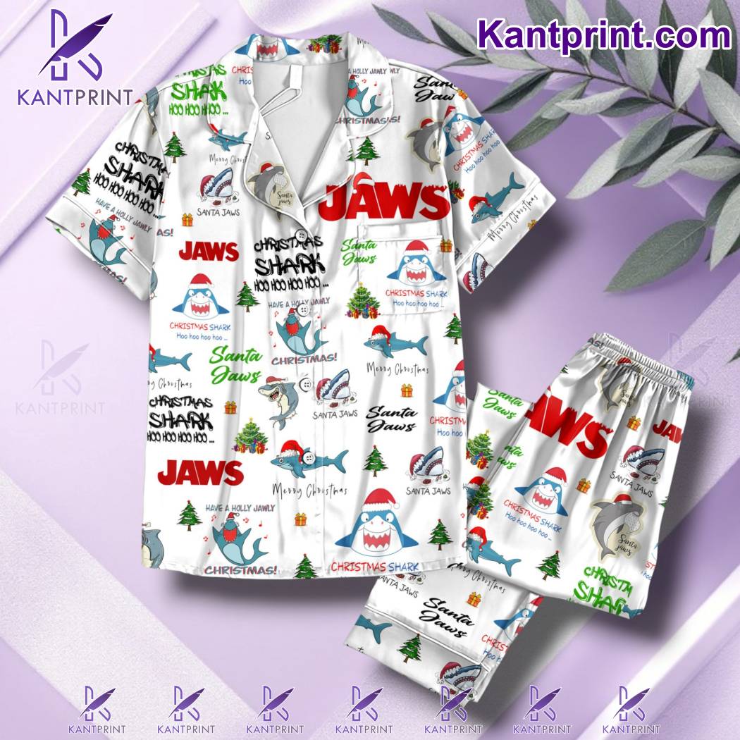 Jaws Christmas Shark Button Pajamas Set-b epYw7a1