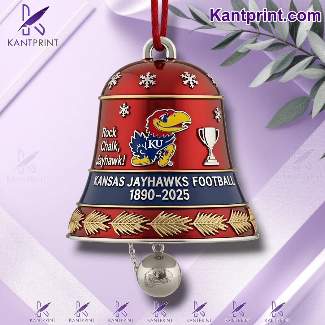 Kansas Jayhawks Football 1890-2025 Christmas Bell Ornament BEJ6V7t