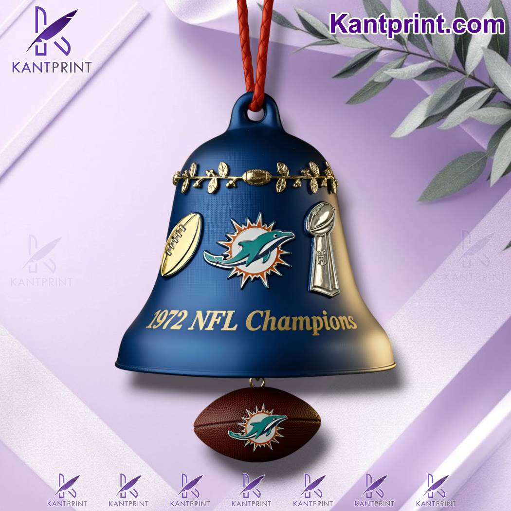 Miami Dolphins 1972 NFL Champions Christmas Bell Ornament G7AiNbK