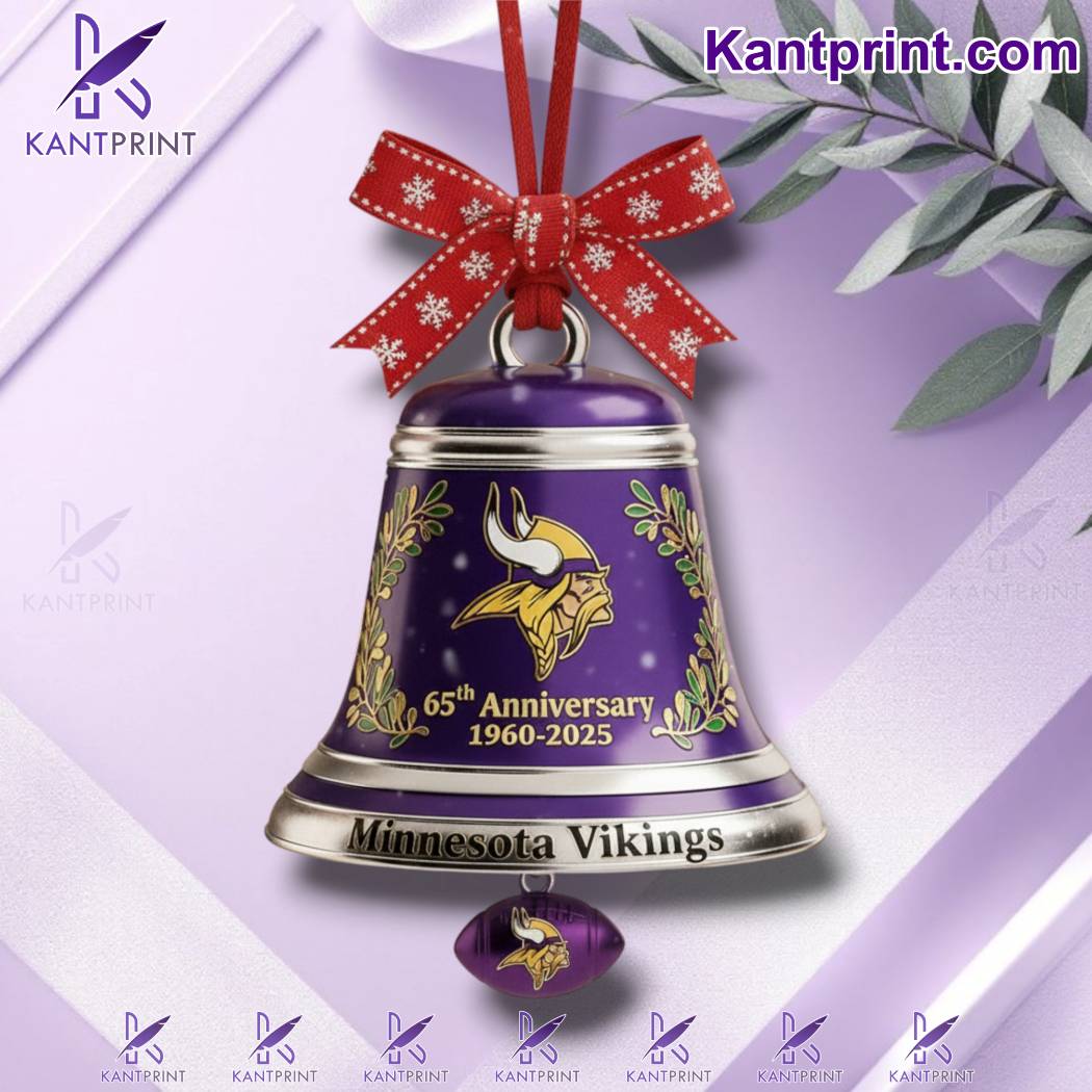 Minnesota Vikings 65th Anniversary 1960-2025 Christmas Bell Ornament mMBs1rp