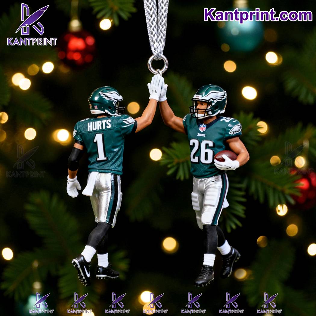 Philadelphia Eagles High-five Christmas Ornament AkrnLpb
