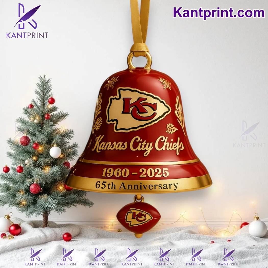 Kansas City Chiefs 1960-2025 65th Anniversary Christmas Bell Ornament tBxbNwu
